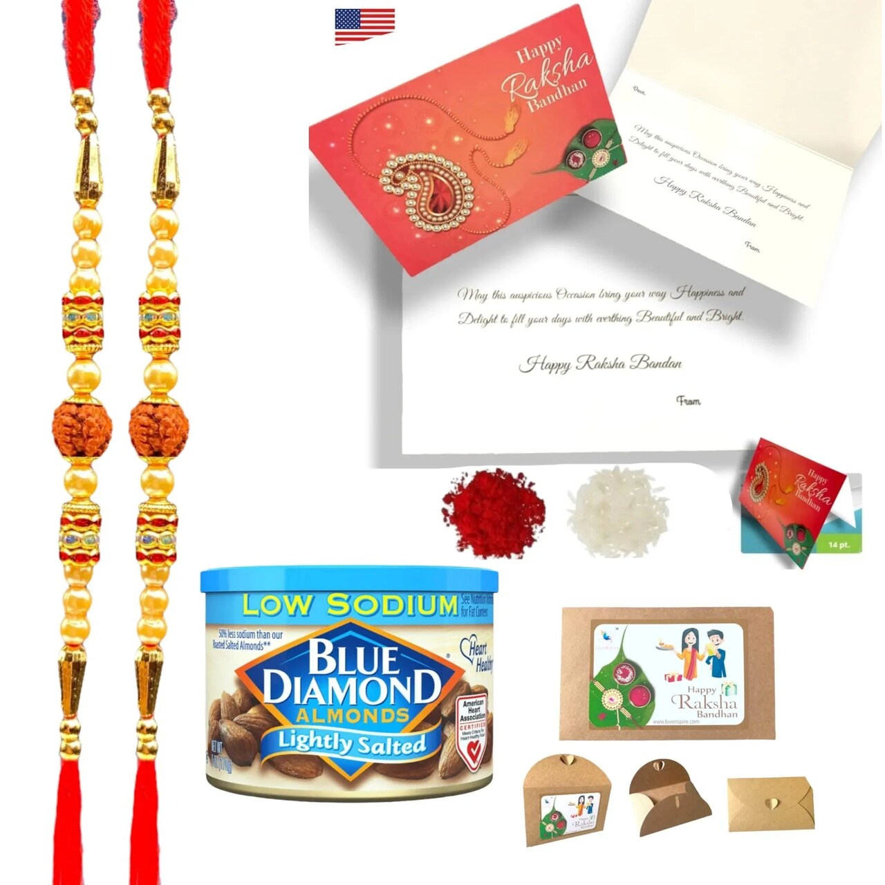 Rakhi for Brother Rudraksh Rakhi Raksha Bandhan Gifts Traditional Ferro-Roher/Ghirdalli/Kitket Rakhi Gift Hamper Bracelet for Brother Sister Bhabhi - Perfect for Celebration
